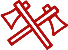 a red line drawing of crossed axes