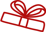 a red line drawing gift icon