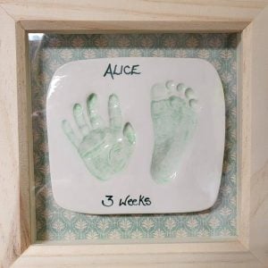 Child's Hand and Footprint Keepsake in Clay