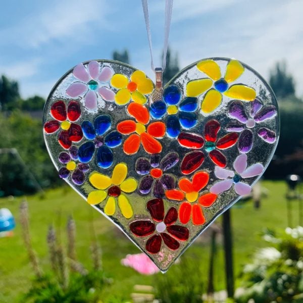Fused glass floral heart craft kit