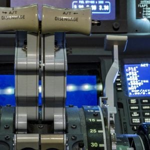 Controls inside Boeing 737-800 Flight Simulator Experience Near Manchester