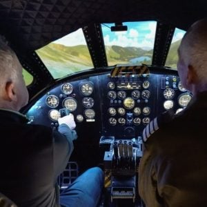 Taking the controls of Vulcan B.2 state-of-the-art flight simulator.