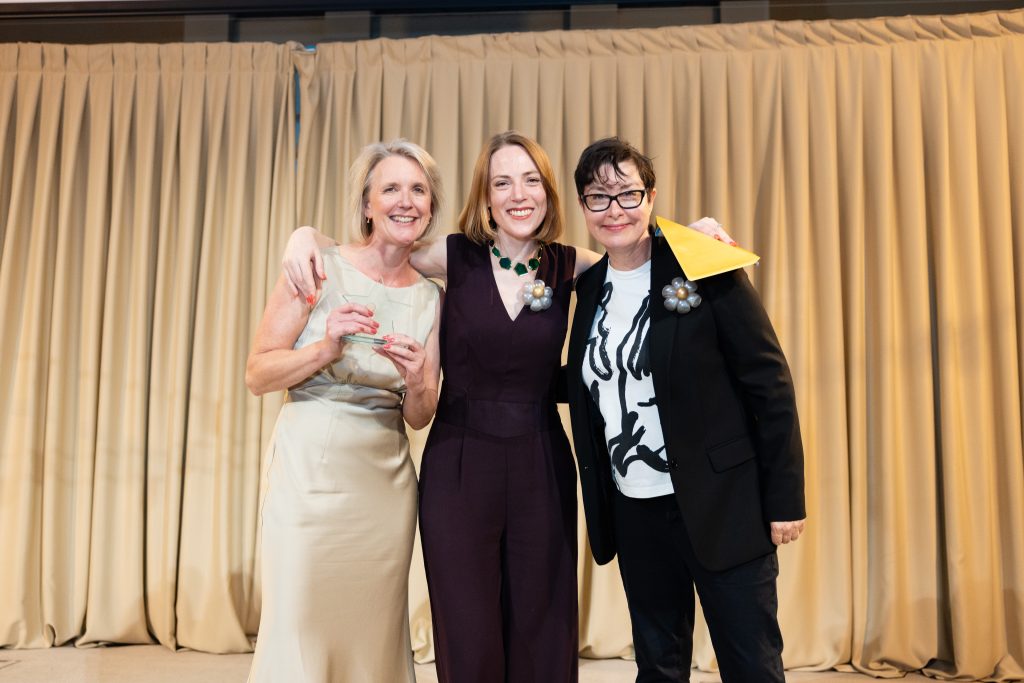 The photo shows myself (Rachel Marshall - business owner at Uniquely Local Experiences) with Erika Robinson (UK GM at Constant Contact) who presented the award and Sue Perkins, (comedian and presenter), who hosted at the awards ceremony.