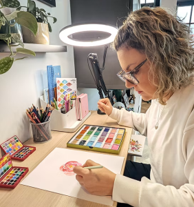 Cocoa & Bloom Group Art Experience in York - Artist Marjurye Furlan
