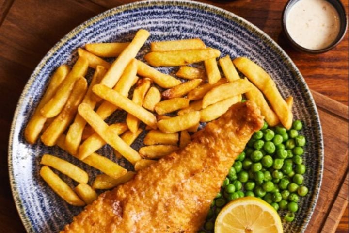 fish and chip feast with wine or beer for two