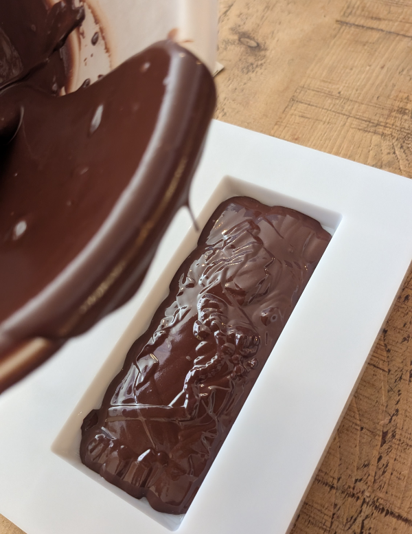 pouring the chocolate